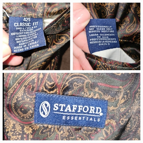 Chocolate Brown Corduroy Blazer Stafford Men's Size 42 Short 42S Classic Fit - Picture 11 of 16